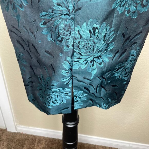 Jessica Howard Women's Metallic Blue Floral Print Jacquard Evening Dress 6P - Picture 5 of 13